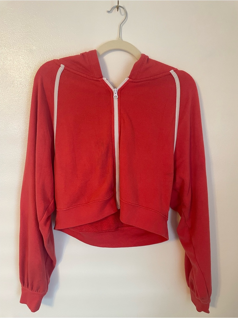 DSG Twitch + Allison red zip up hooded jacket with white details size small